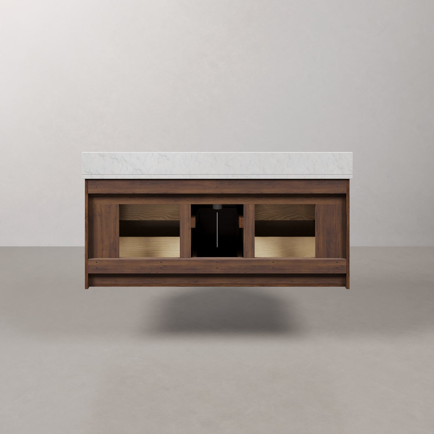 Eureka 48in Single Sink Freestanding Truffle Oak Bath Vanity with Carrara White Engineered Stone Top Pre-Assembled | Water Creation