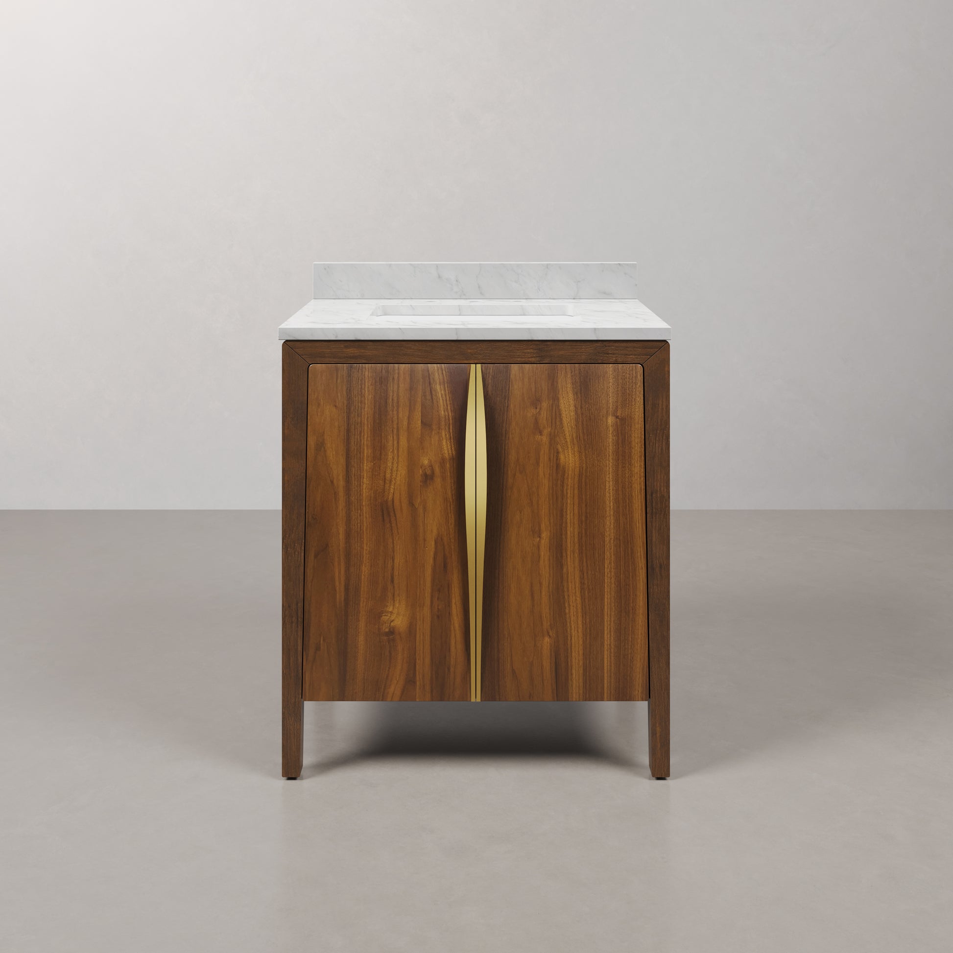 Ferrero 30 in. W  Single Sink Bath Vanity in Noir Juglans with Carrara White Marble Top with White Basin | Water Creation