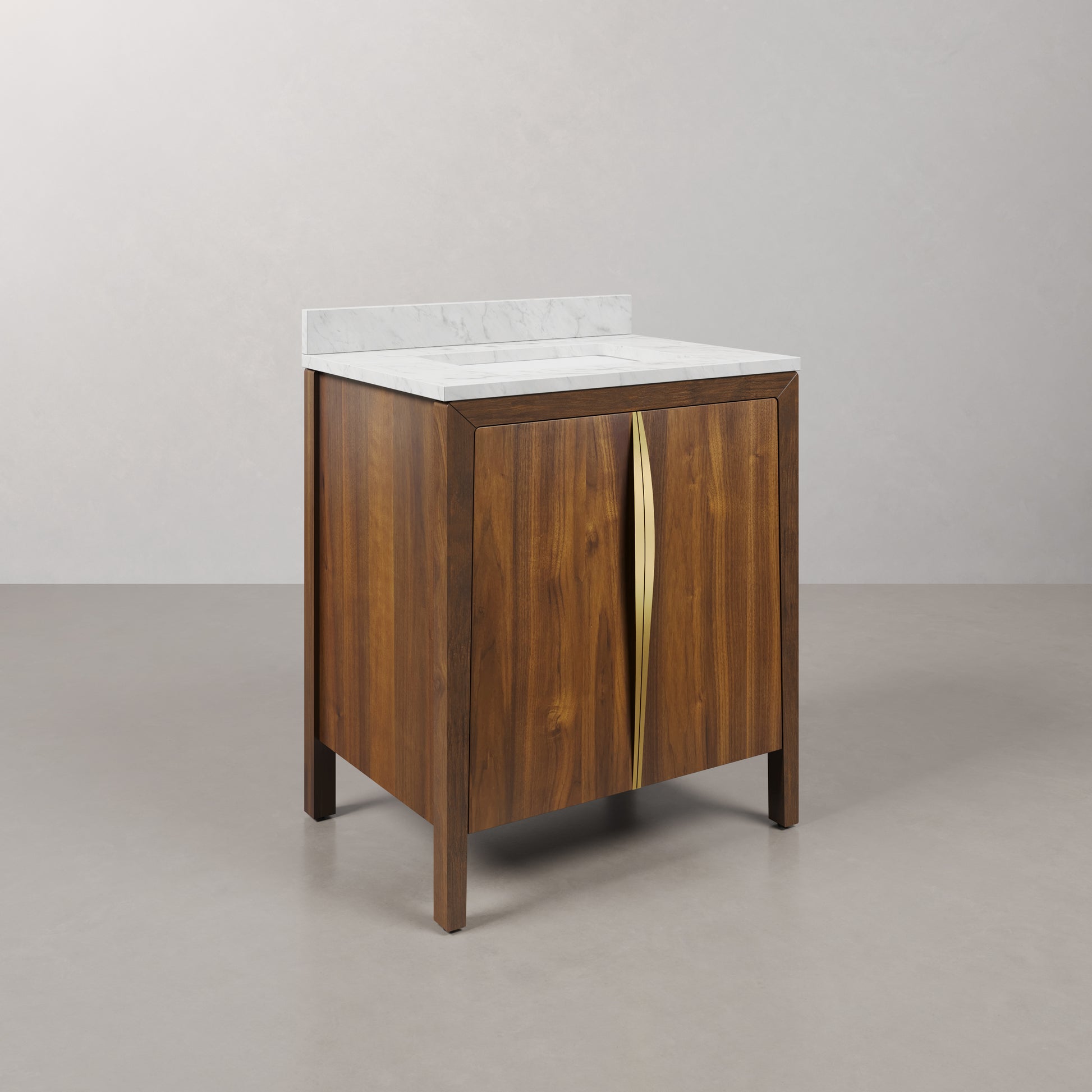 Ferrero 30 in. W  Single Sink Bath Vanity in Noir Juglans with Carrara White Marble Top with White Basin | Water Creation