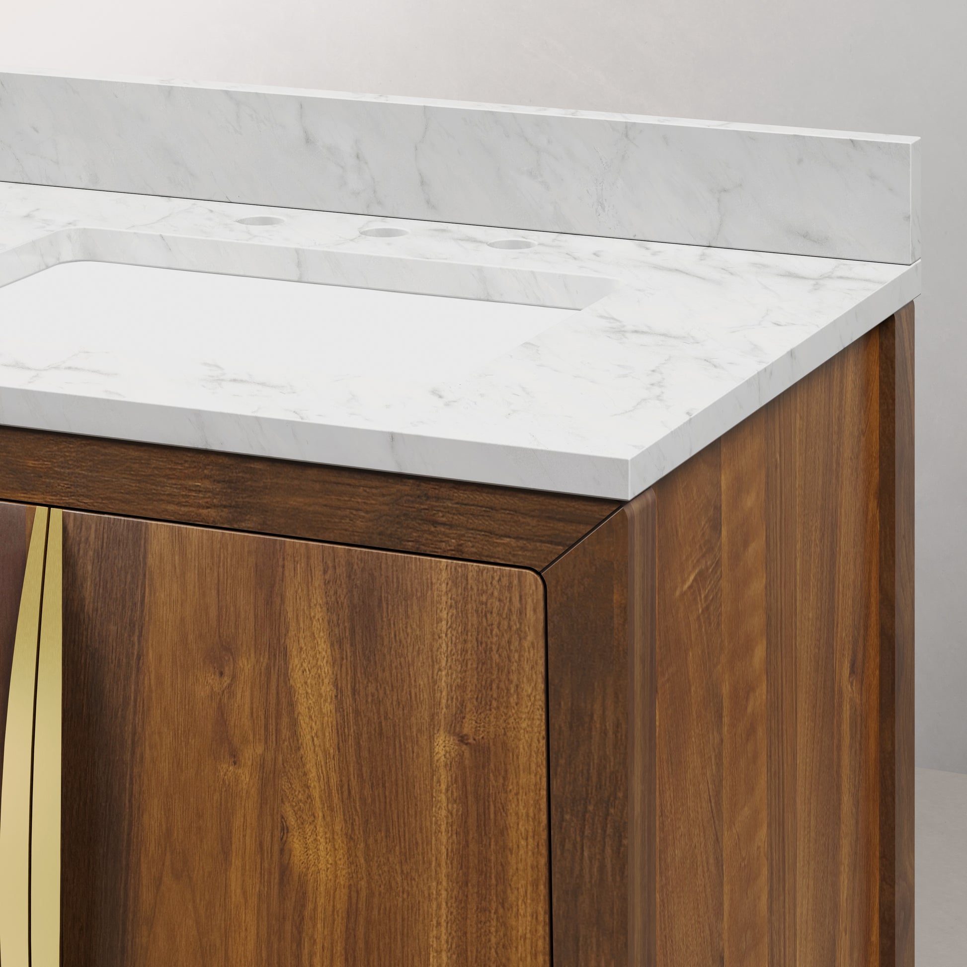 Ferrero 30 in. W  Single Sink Bath Vanity in Noir Juglans with Carrara White Marble Top with White Basin | Water Creation