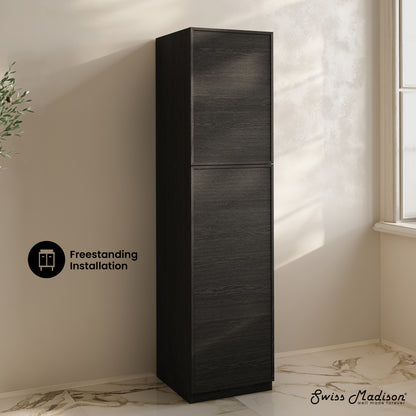 Swiss Madison, St. Tropez 15 x 15 x 60 Freestanding Linen Cabinet in Black Oak
