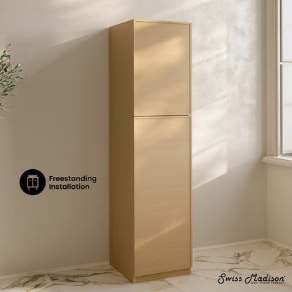 Swiss Madison, St. Tropez 15 x 15 x 60 Freestanding Linen Cabinet in Natural Oak