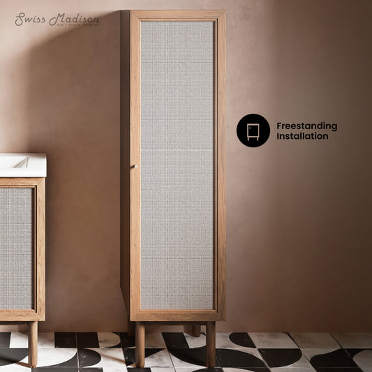 Swiss Madison, Classe 15.5 x 15 x 60 Freestanding Linen Cabinet in Toppan Oak