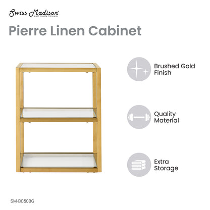 Swiss Madison, Pierre 16"x20"x10" Wall-Mounted Linen Cabinet in Brushed Gold