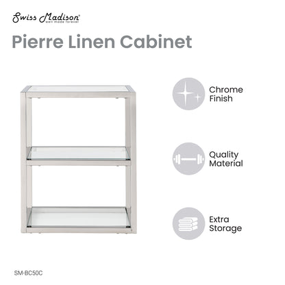 Swiss Madison, Pierre 16"x20"x10" Wall-Mounted Linen Cabinet in Chrome