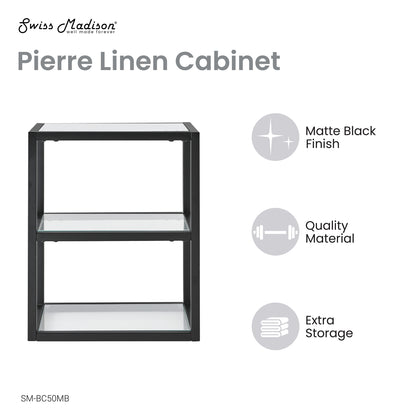Swiss Madison, Pierre 16"x20"x10" Wall-Mounted Linen Cabinet in Matte Black