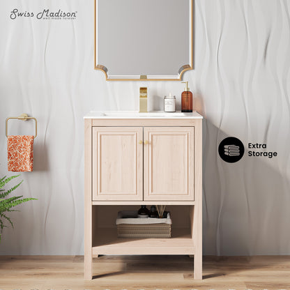 Swiss Madison, Chateau 24" Freestanding Bathroom Vanity in White Oak with Sink Top
