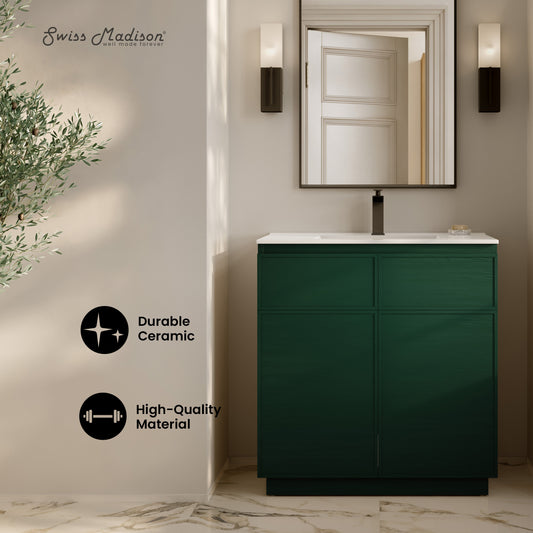 Swiss Madison St. Tropez 36-inch freestanding bathroom vanity in Green Oak