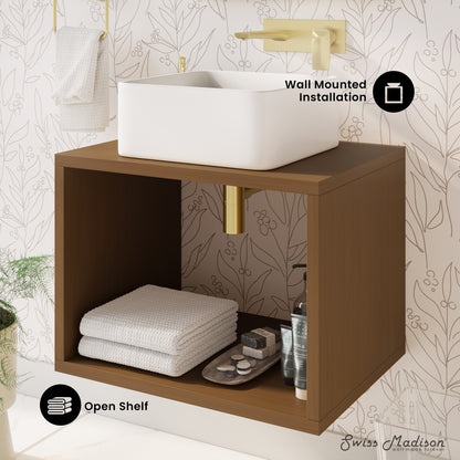Swiss Madison, Concorde 24'' Wall-Hung Vanity In Brown Oak