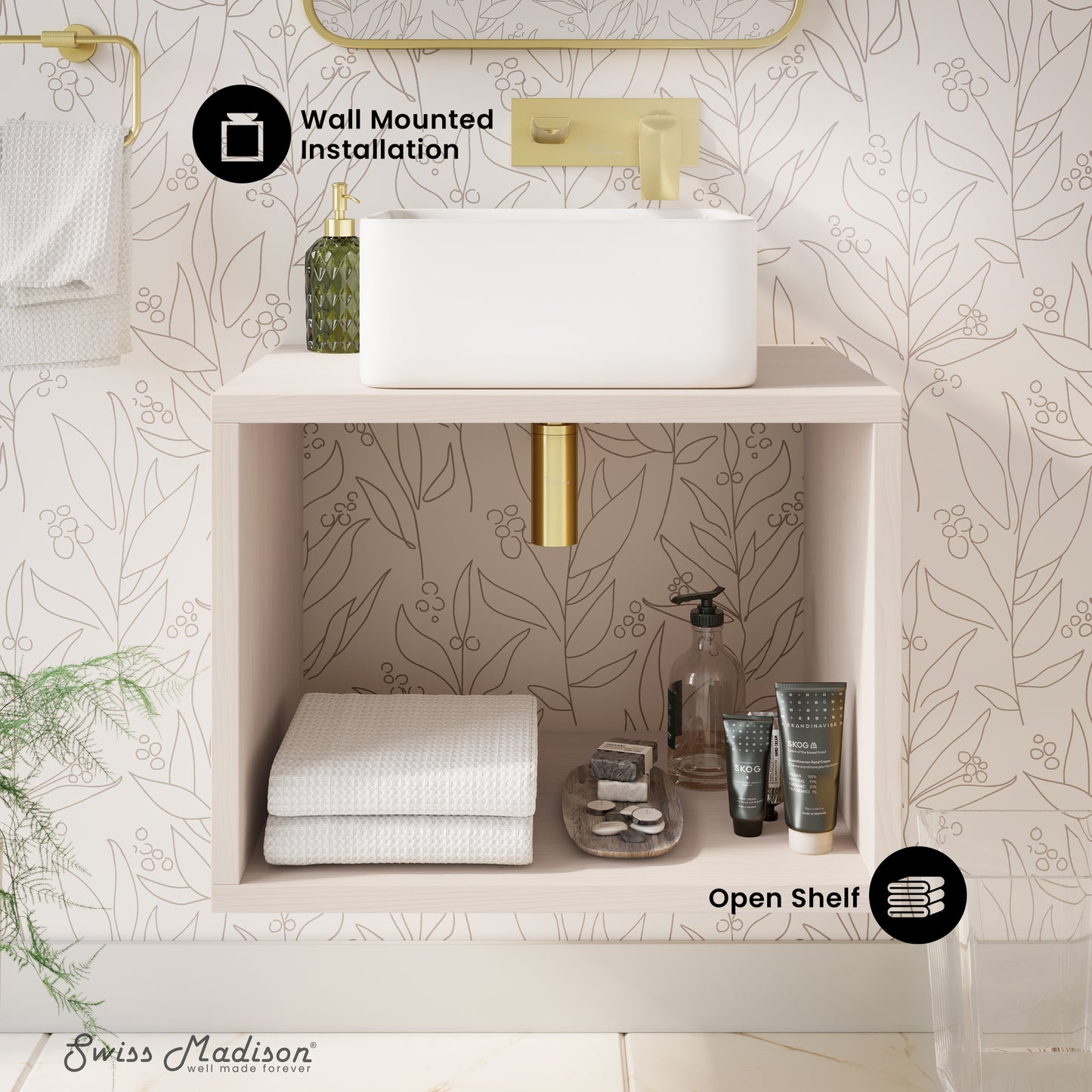 Swiss Madison, Concorde 24'' Wall-Hung Vanity In White Oak