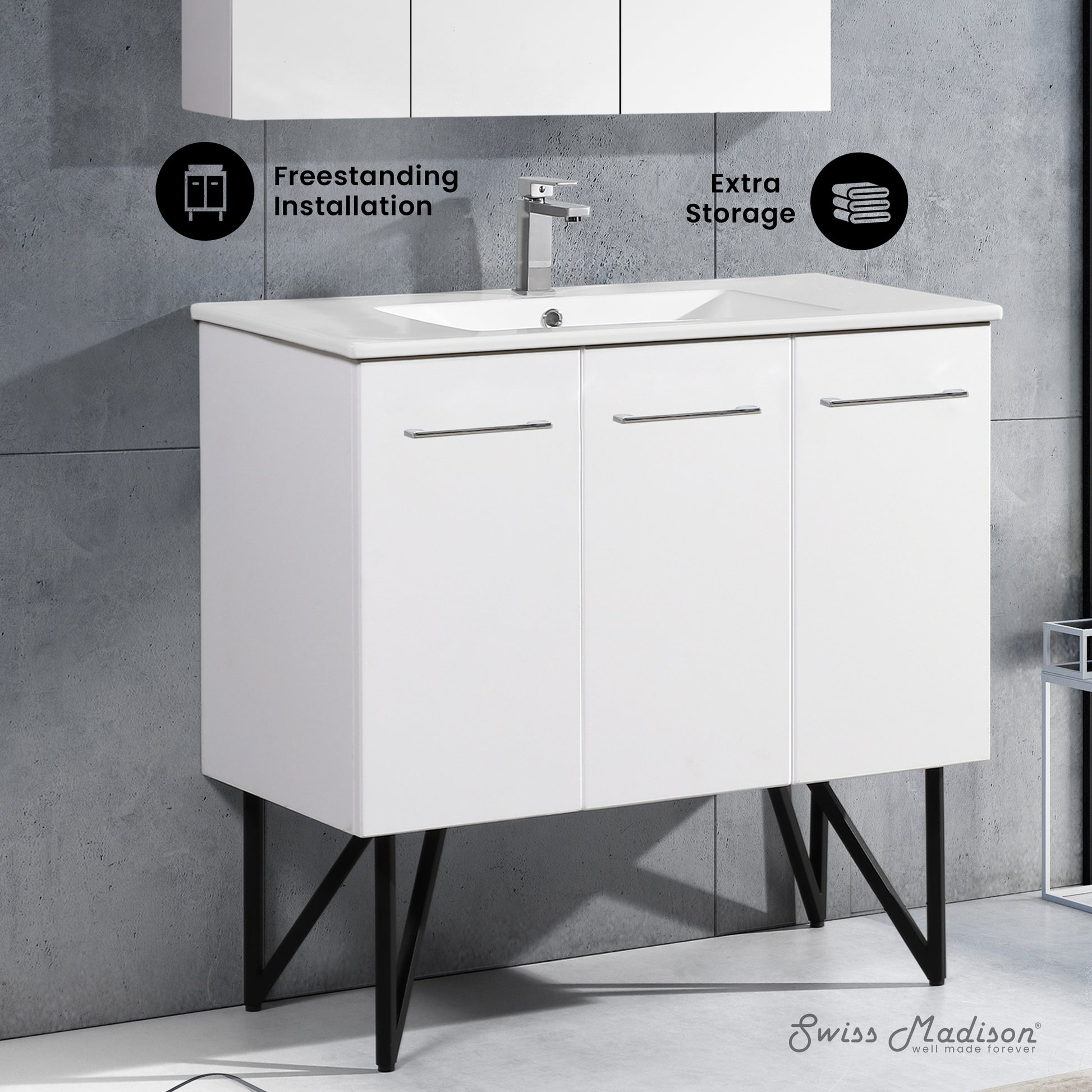 Swiss Madison Annecy 36-inch freestanding bathroom vanity in White — view 2