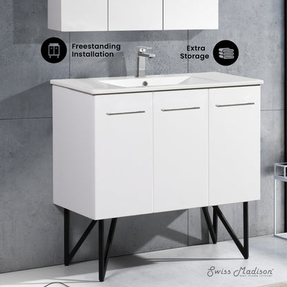 Swiss Madison Annecy 36-inch freestanding bathroom vanity in White — view 2