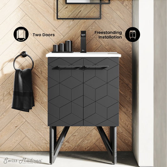 Swiss Madison, Annecy 24" Freestanding Bathroom Vanity in Phantom Black with Sink Top