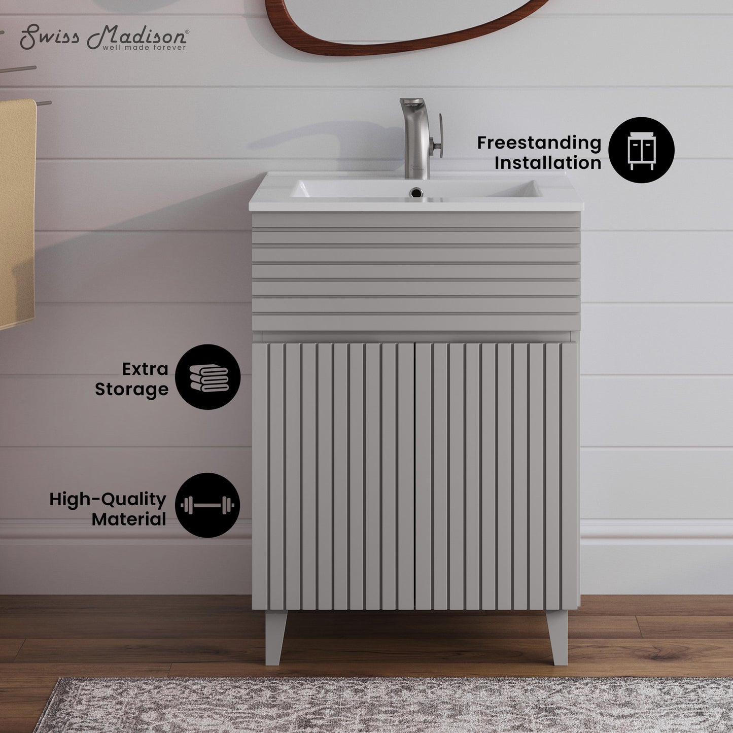Swiss Madison, Bernay 24" Bathroom Vanity in Shell