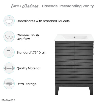 Swiss Madison, Cascade 24" Bathroom Vanity in Black