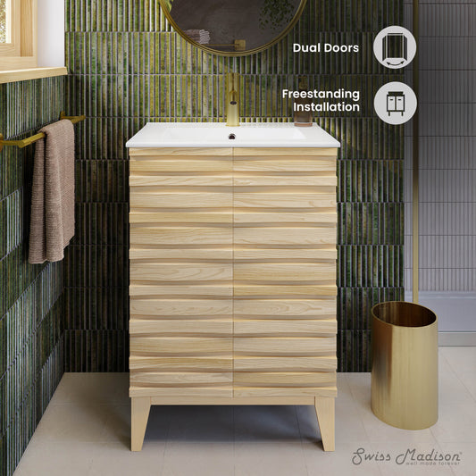 Swiss Madison, Cascade 24" Bathroom Vanity in Natural Oak