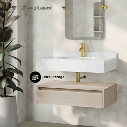 Swiss Madison Avancer 36-inch wall-mount bathroom vanity in White Oak