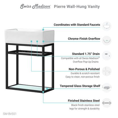 Swiss Madison, Pierre 19.5 Single, Metal Frame, Open Shelf, Bathroom Vanity