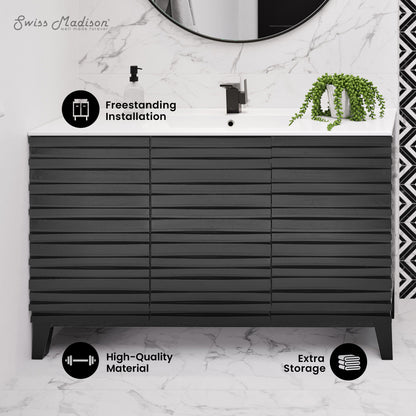 Swiss Madison, Cascade 48" Bathroom Vanity in Black