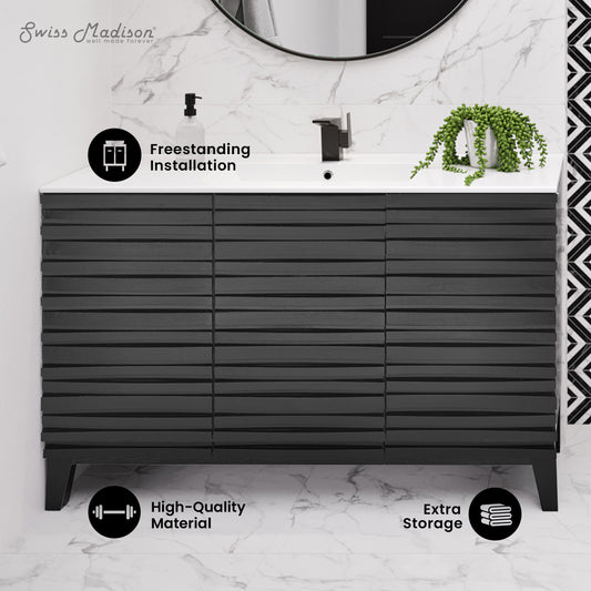 Swiss Madison, Cascade 48" Bathroom Vanity in Black