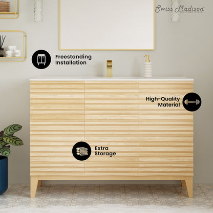 Swiss Madison, Cascade 48'' Bathroom Vanity in Natural Oak