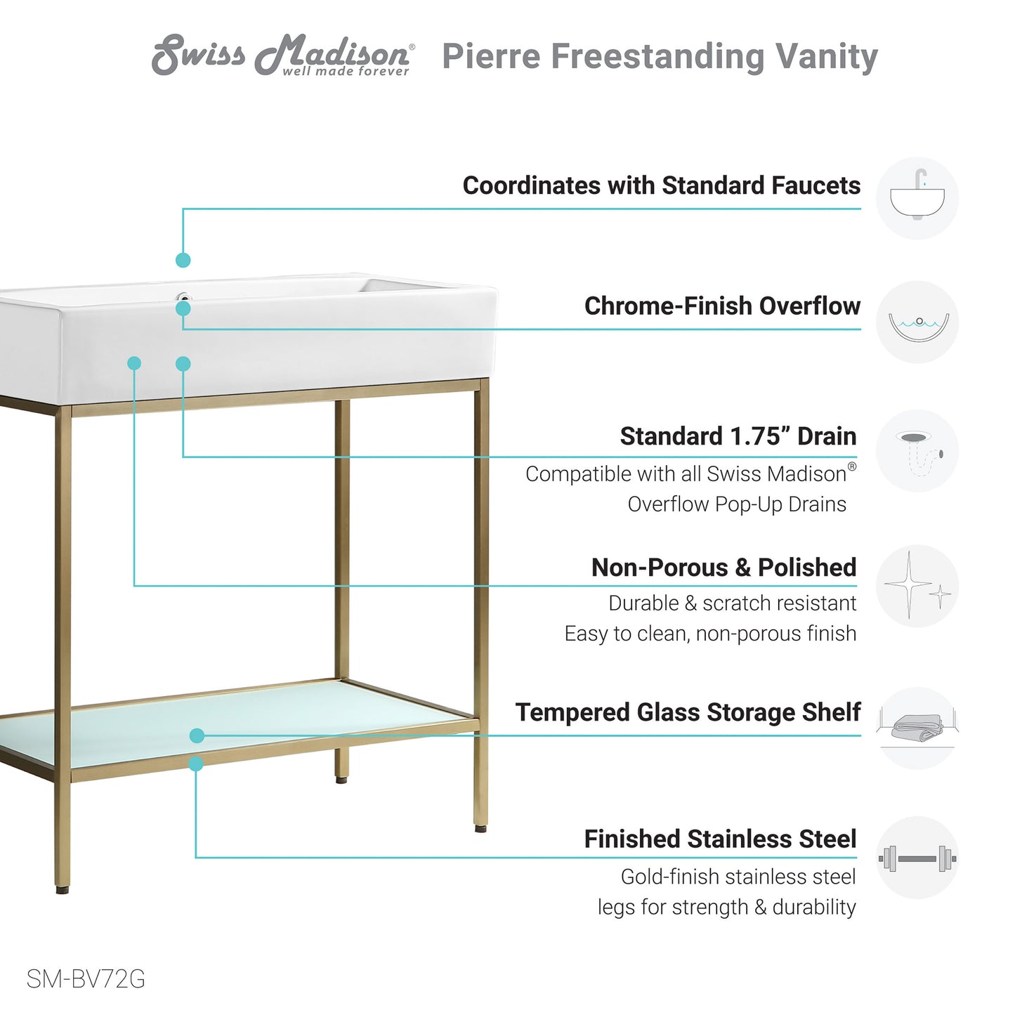 Swiss Madison Pierre freestanding bathroom vanity — view 3