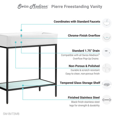 Swiss Madison, Pierre 32" Open Shelf Black Frame Freestanding Bathroom Vanity with Sink Top