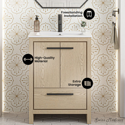 Swiss Madison, Virage 24 Freestanding, Bathroom Vanity in Natural Oak