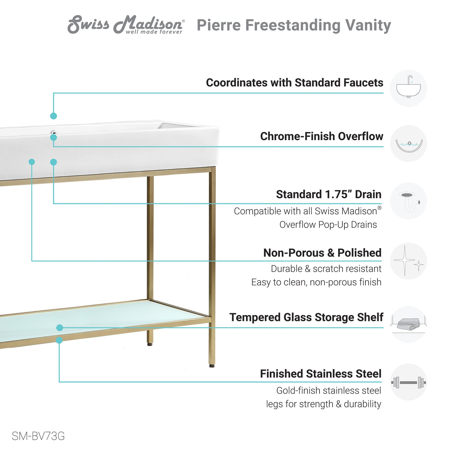 Swiss Madison Pierre freestanding bathroom vanity — view 3