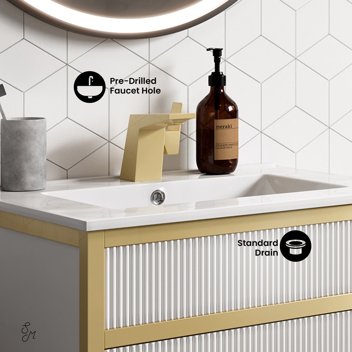 Swiss Madison, Cache 24" Freestanding Bathroom Vanity in White with Sink Top