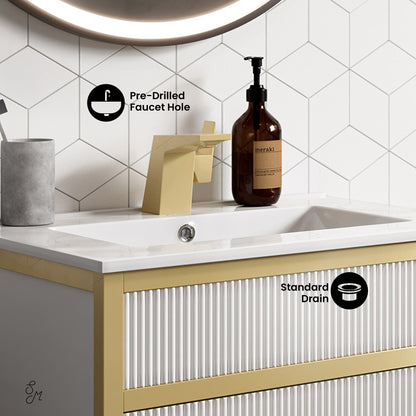 Swiss Madison, Cache 24" Freestanding Bathroom Vanity in White with Sink Top