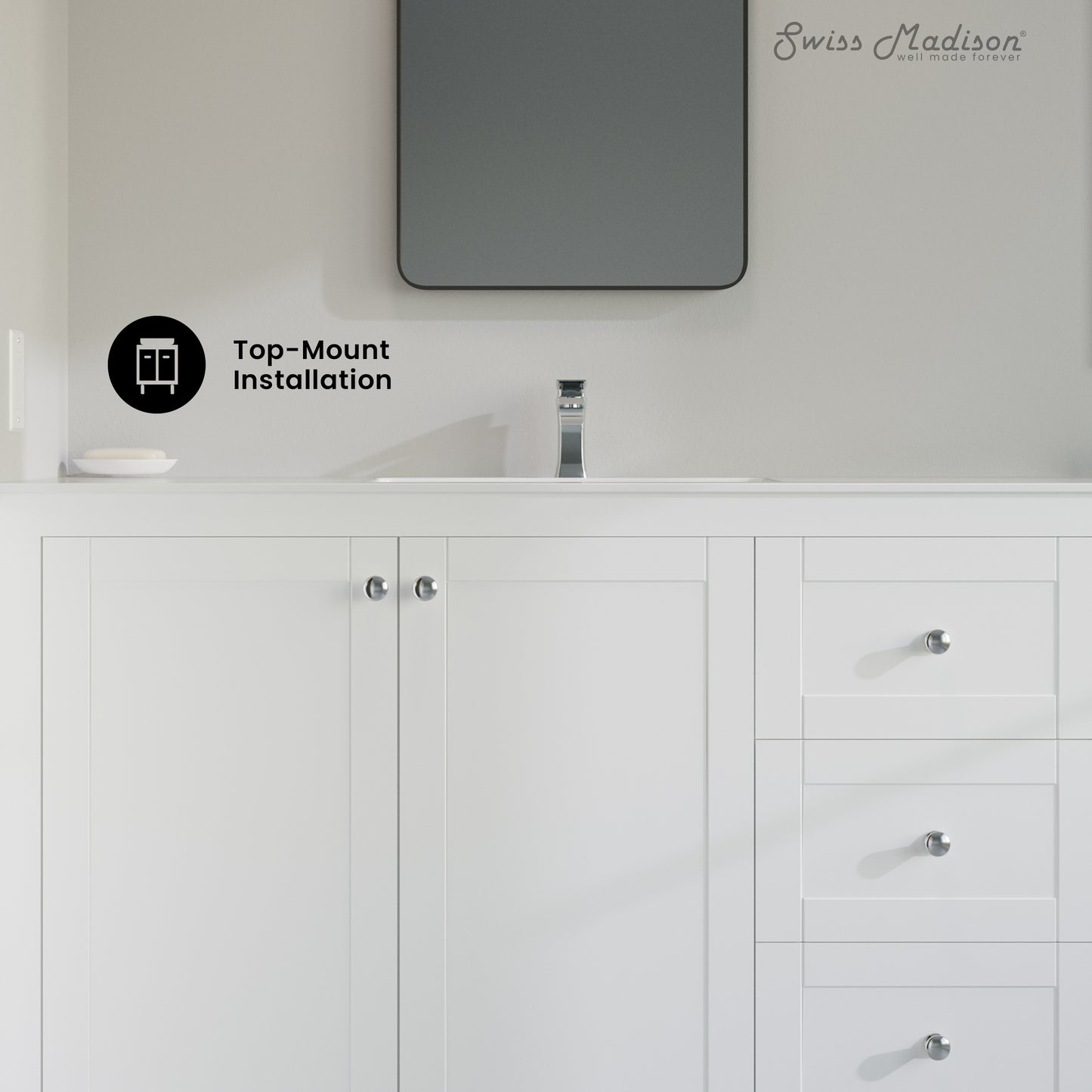 Swiss Madison, 48" Vanity Sink Top in Glossy White