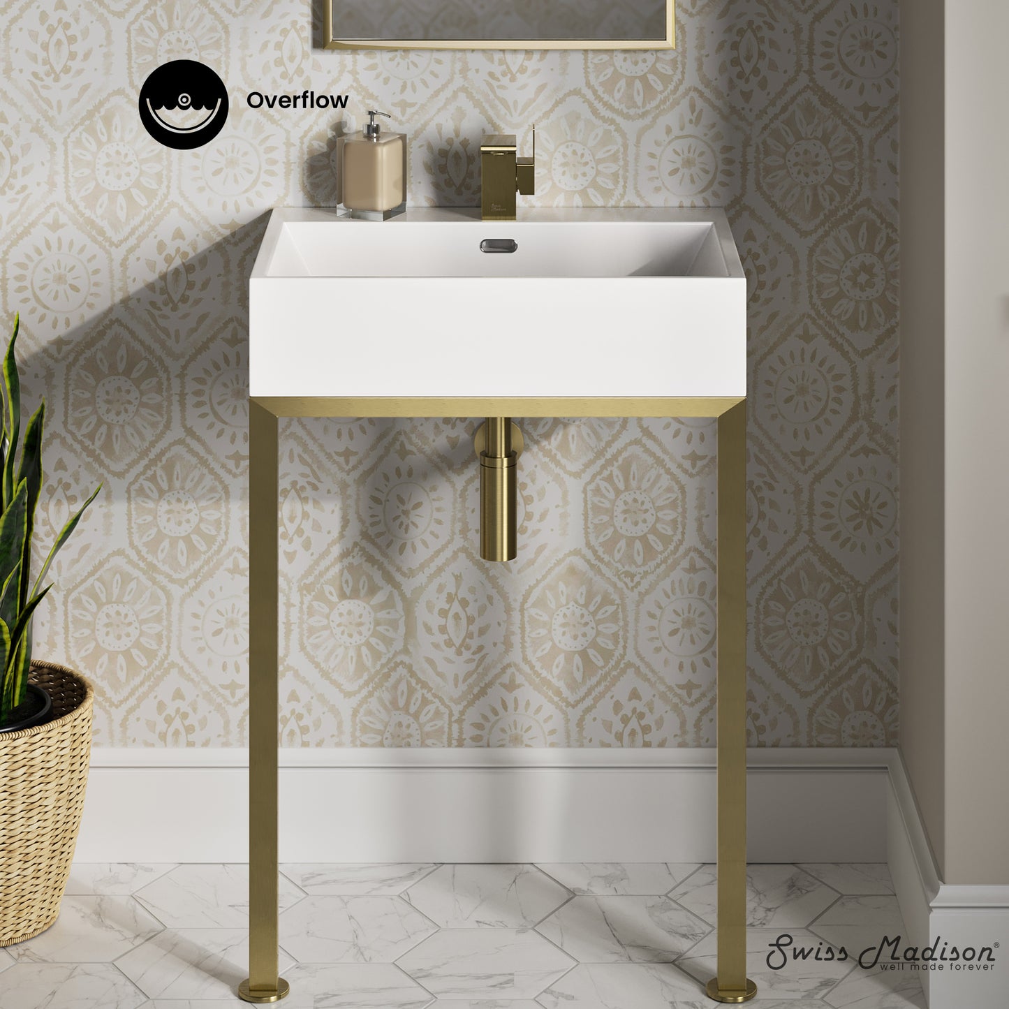 Swiss Madison, Concorde 24" Rectangle Console Sink with Brushed Gold Legs