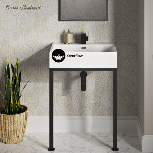 Swiss Madison, Concorde 24" Rectangle Console Sink with Matte Black Legs