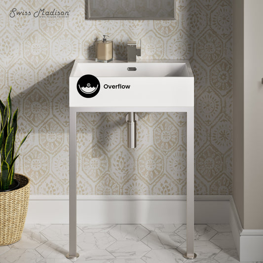 Swiss Madison, Concorde 24" Rectangle Console Sink with Matte Silver Legs