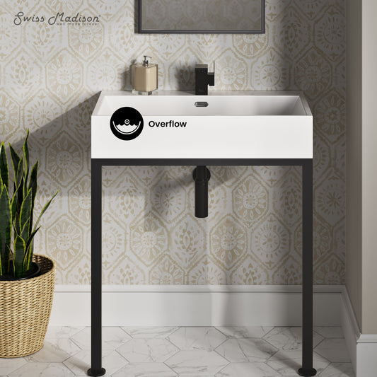 Swiss Madison, Concorde 30" Rectangle Console Sink with Matte Black Legs