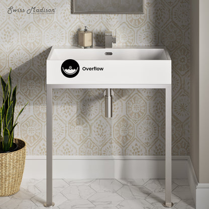 Swiss Madison, Concorde 30" Rectangle Console Sink with Matte Silver Legs