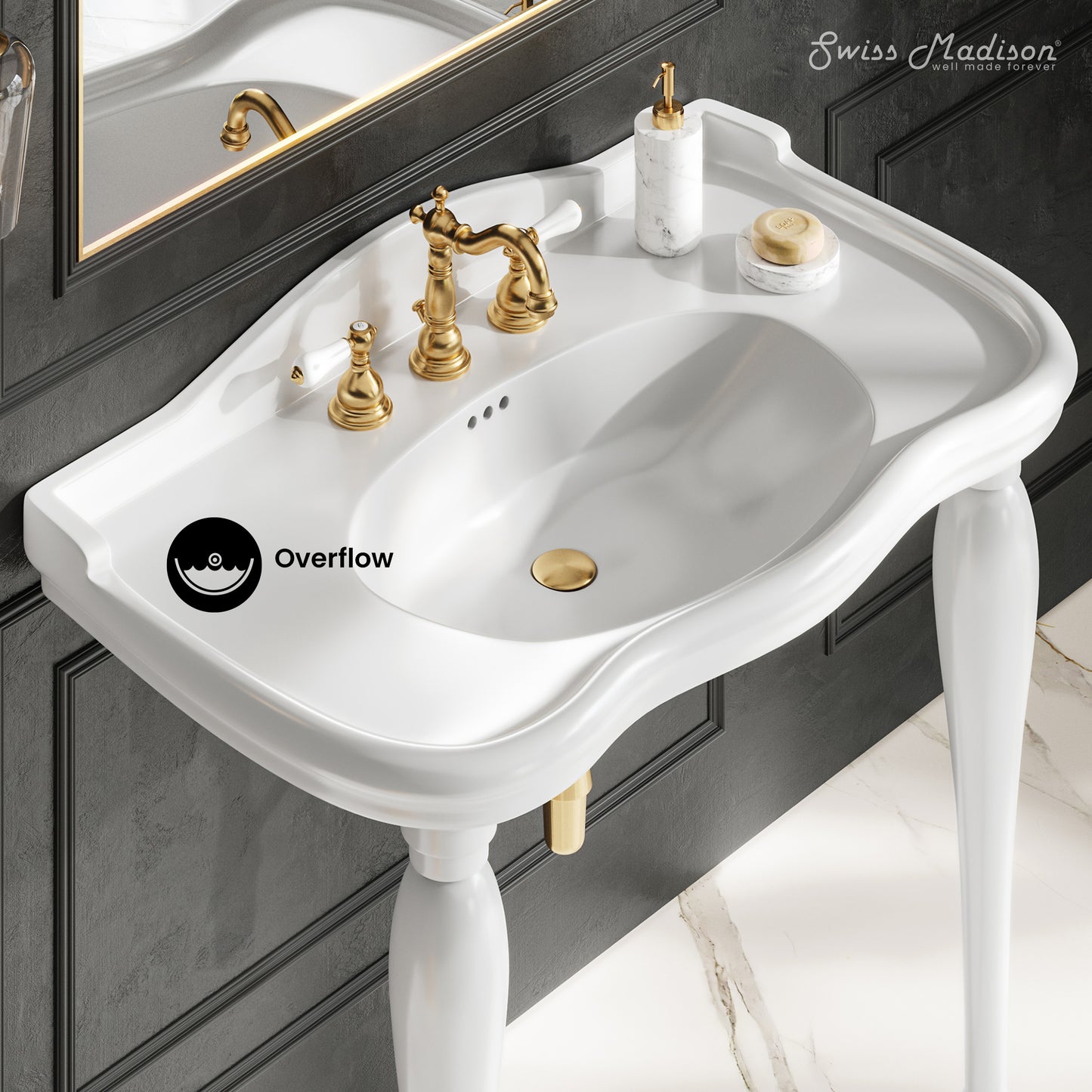 Swiss Madison, Santorini 40" Rectangle 3-Hole Widespread Console Sink