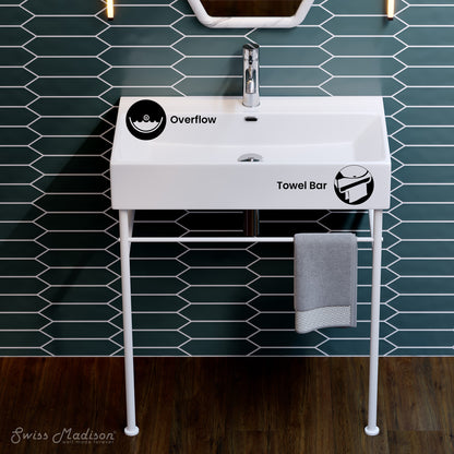Swiss Madison, Claire 30" White Basin Matte White Legs