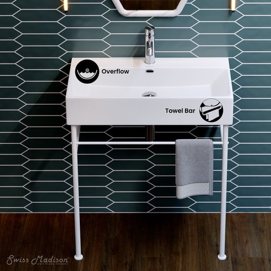 Swiss Madison, Claire 30" White Basin Matte White Legs