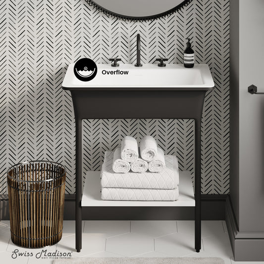 Swiss Madison, Ivy 32" Solid Surface Console Sink in Matte Black