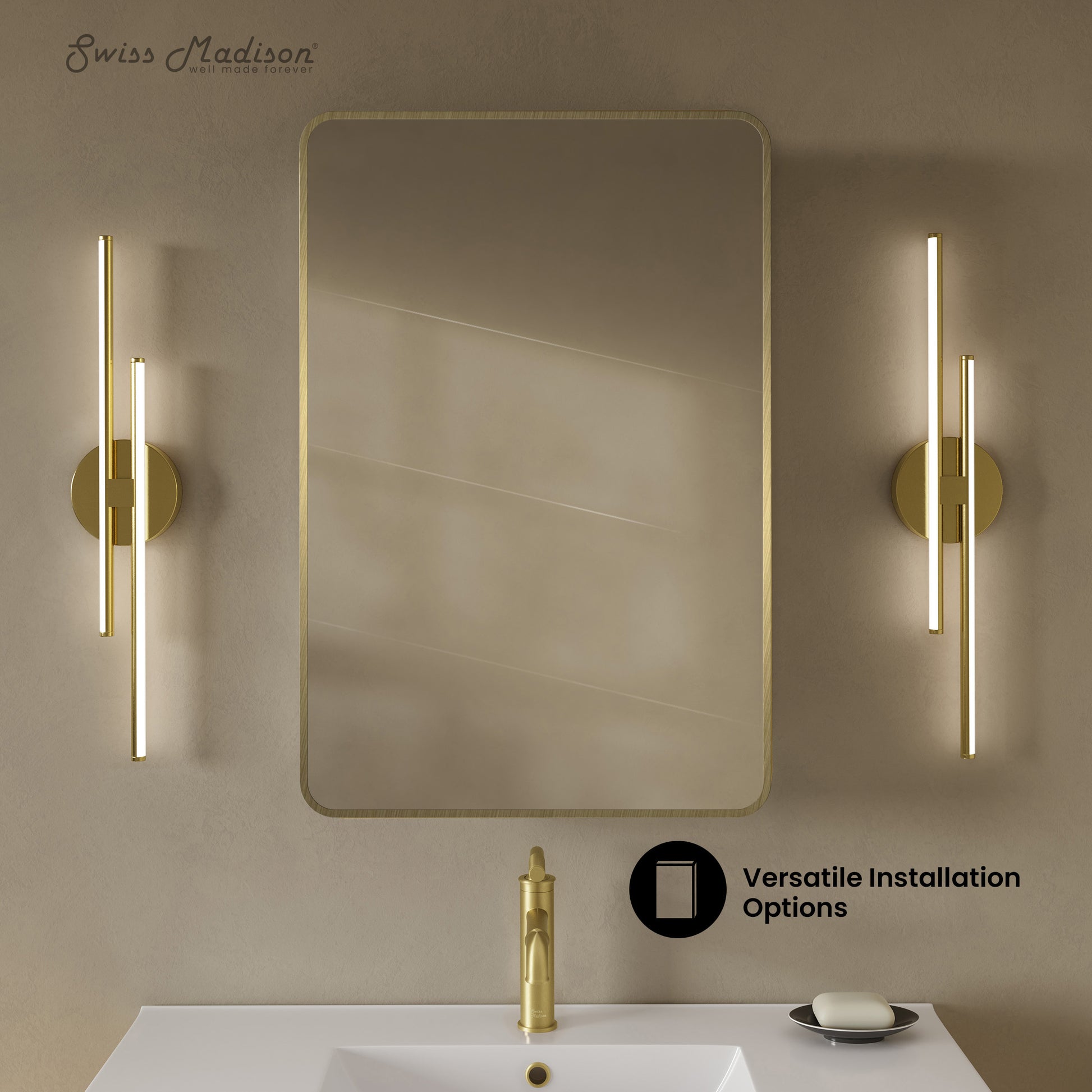 Swiss Madison Pierre wall-mount bathroom vanity in Brushed Gold