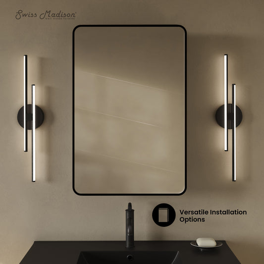 Swiss Madison, Pierre 20 x 30 Rectangle Recessed/Wall Mount Medicine Medicine Cabinet with Mirror in Matte Black