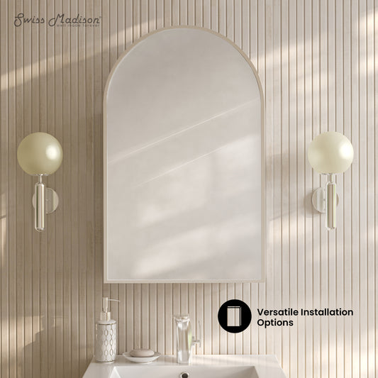 Swiss Madison, Porte 20 x 30 Arched Recessed/Wall Mount Medicine Cabinet with Mirror in Chrome