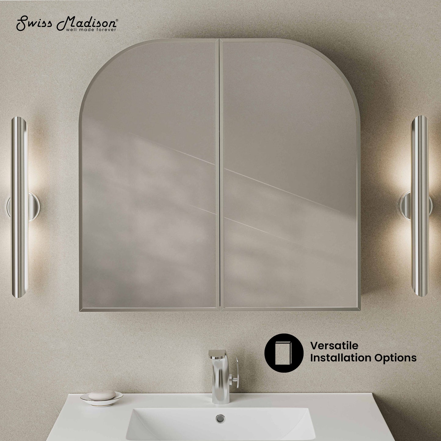 Swiss Madison Porte wall-mount bathroom vanity in Chrome