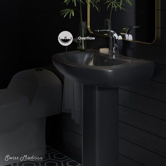Swiss Madison, Chateau Two-Piece Round Pedestal Sink in Matte Black