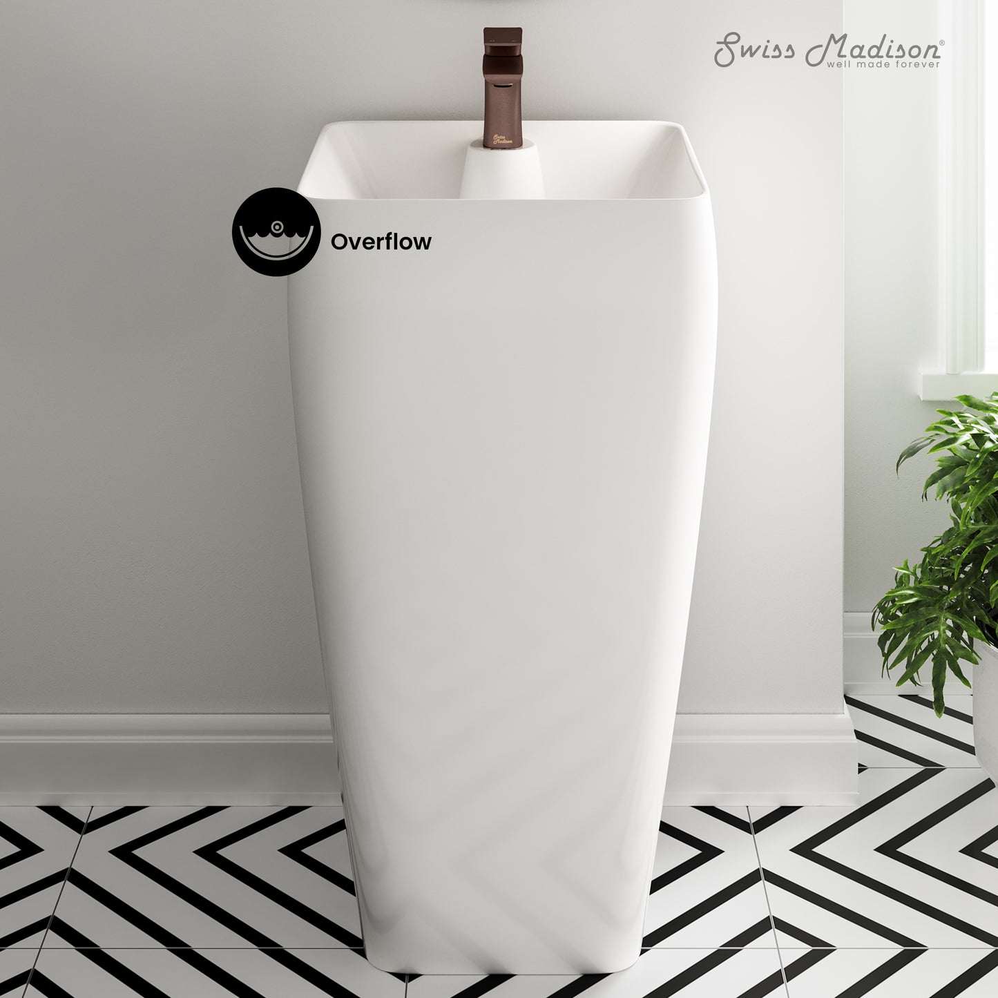 Swiss Madison, Carre One Piece Pedestal Sink