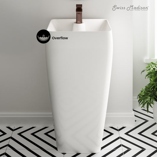 Swiss Madison, Carre One Piece Pedestal Sink