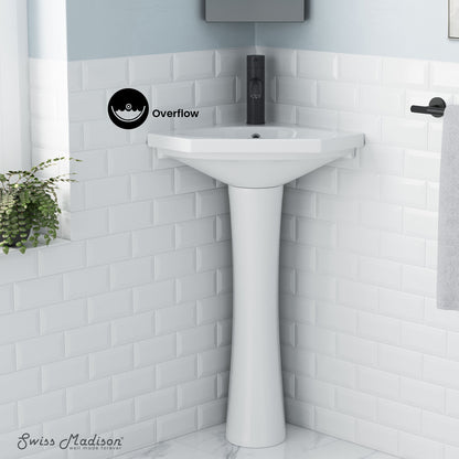 Swiss Madison, St.Tropez Corner Two-Piece Pedestal Sink