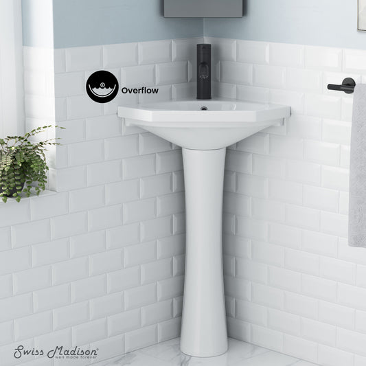 Swiss Madison, St.Tropez Corner Two-Piece Pedestal Sink